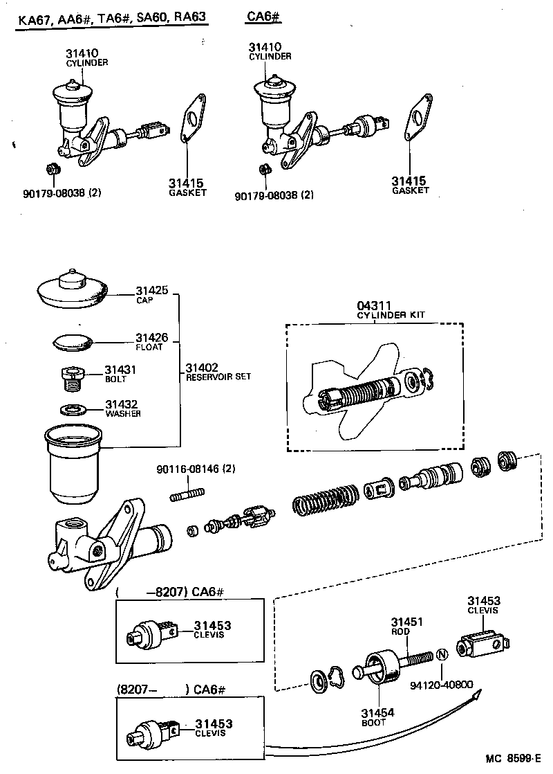 04311-30092 CYLINDER KIT, CLUTCH MASTER product image