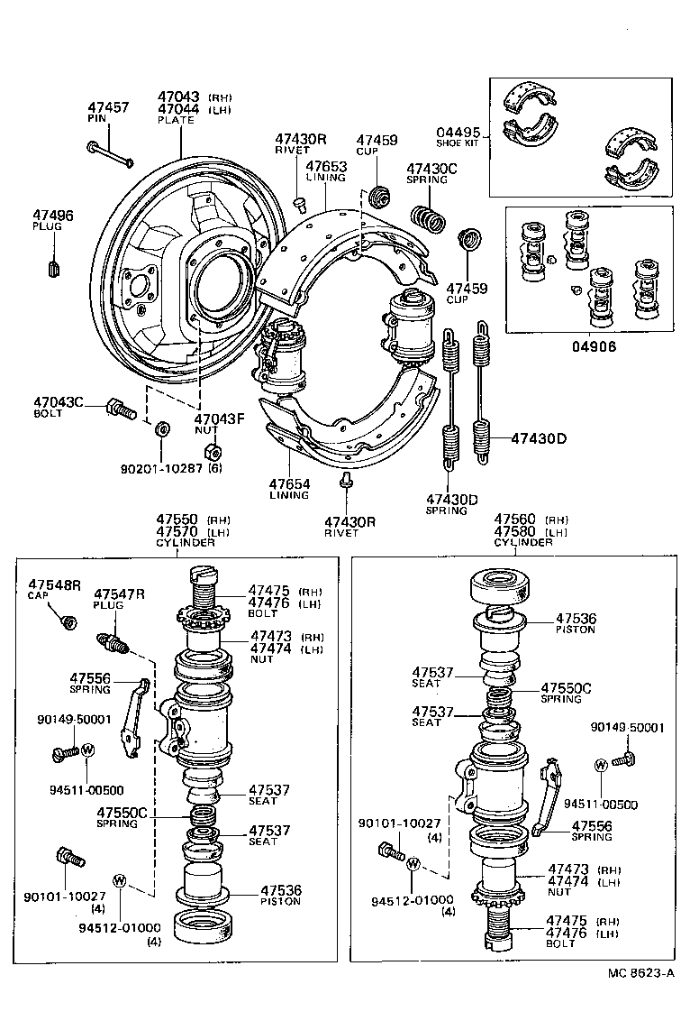 47508-36010 BOLT, REAR WHEEL CYLINDER ADJUSTING, RH (FOR REAR BRAKE) product image