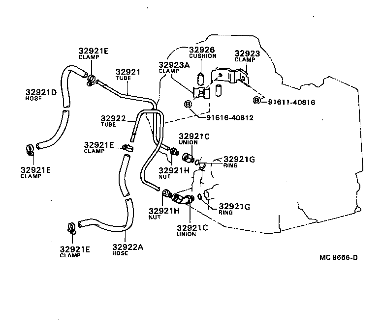 Toyota 90445-14099 HOSE(FOR OIL COOLER INLET)