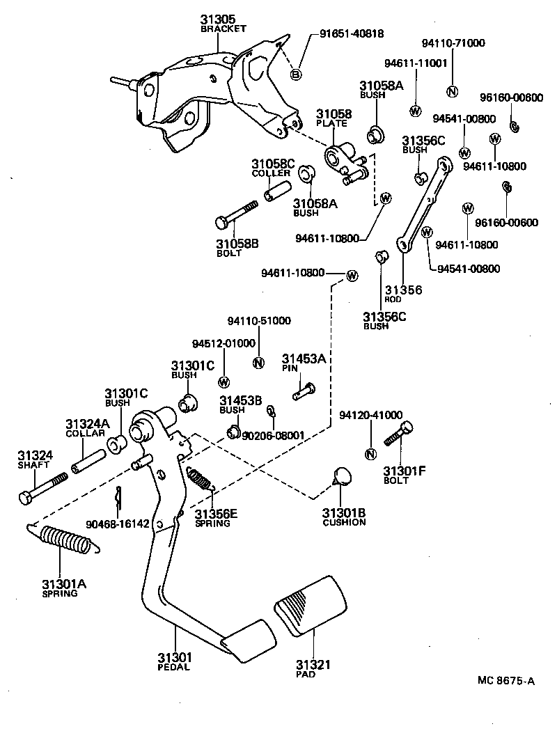 31301-22120 PEDAL SUB-ASSY, CLUTCH product image
