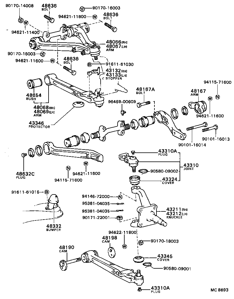 43211-36100 KNUCKLE, STEERING, RH product image