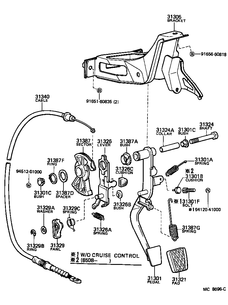 Toyota 31301-16050 PEDAL SUB-ASSY, CLUTCH