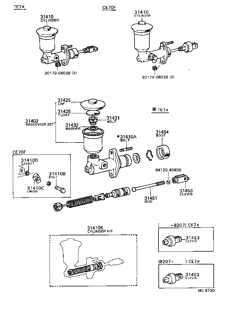 31410-12080 CYLINDER ASSY, CLUTCH MASTER product image