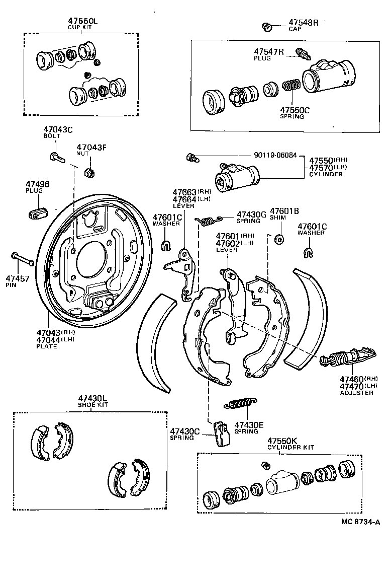 47044-12050 PLATE SUB-ASSY, BRAKE BACKING, REAR LH product image