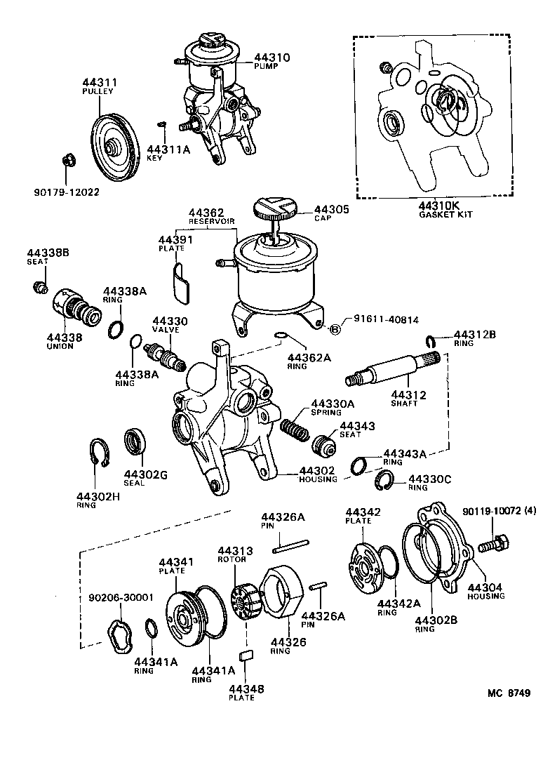 04446-12010 GASKET KIT, POWER STEERING PUMP product image