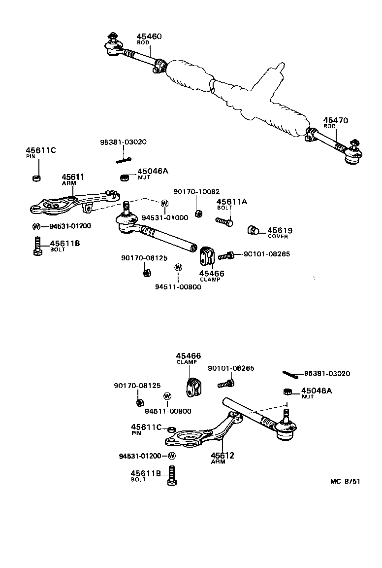 45490-19245 ARM ASSY, STEERING IDLER product image