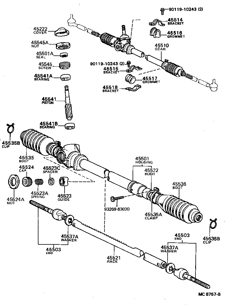 04455-16010 GASKET KIT, POWER STEERING CONTROL VALVE OVERHOLE product image
