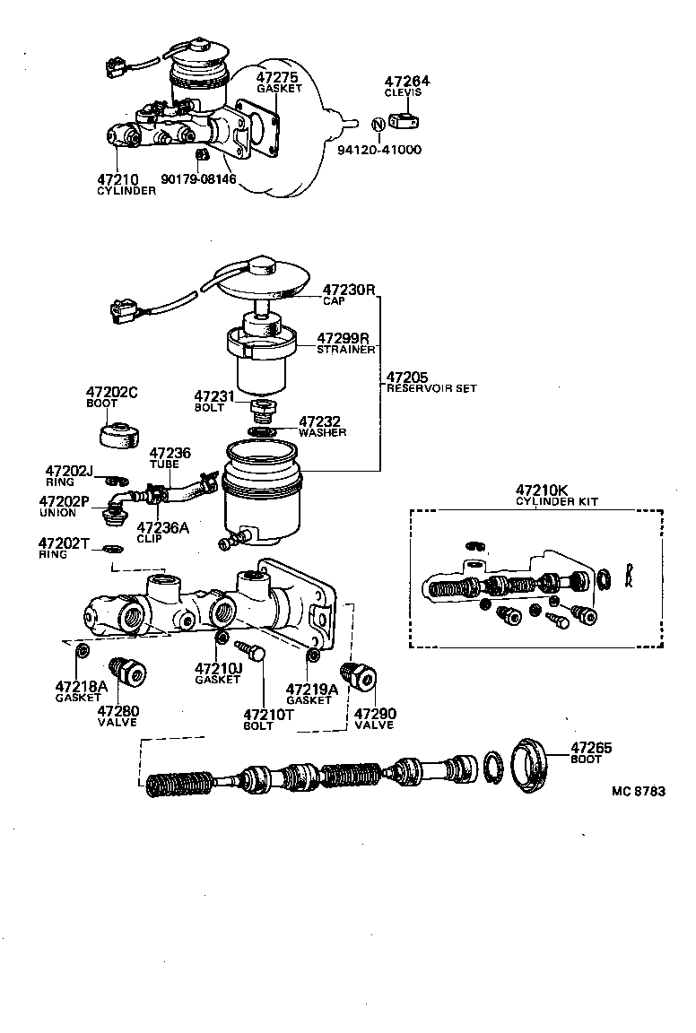 47201-22360 CYLINDER ASSY, MASTER, W/O BOOSTER product image