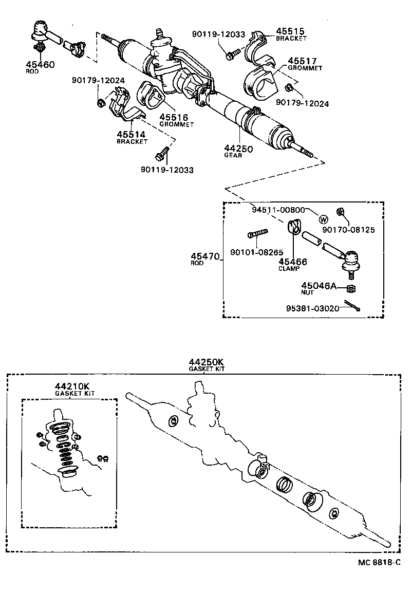04445-32010 GASKET KIT, POWER STEERING GEAR(FOR RACK & PINION) product image