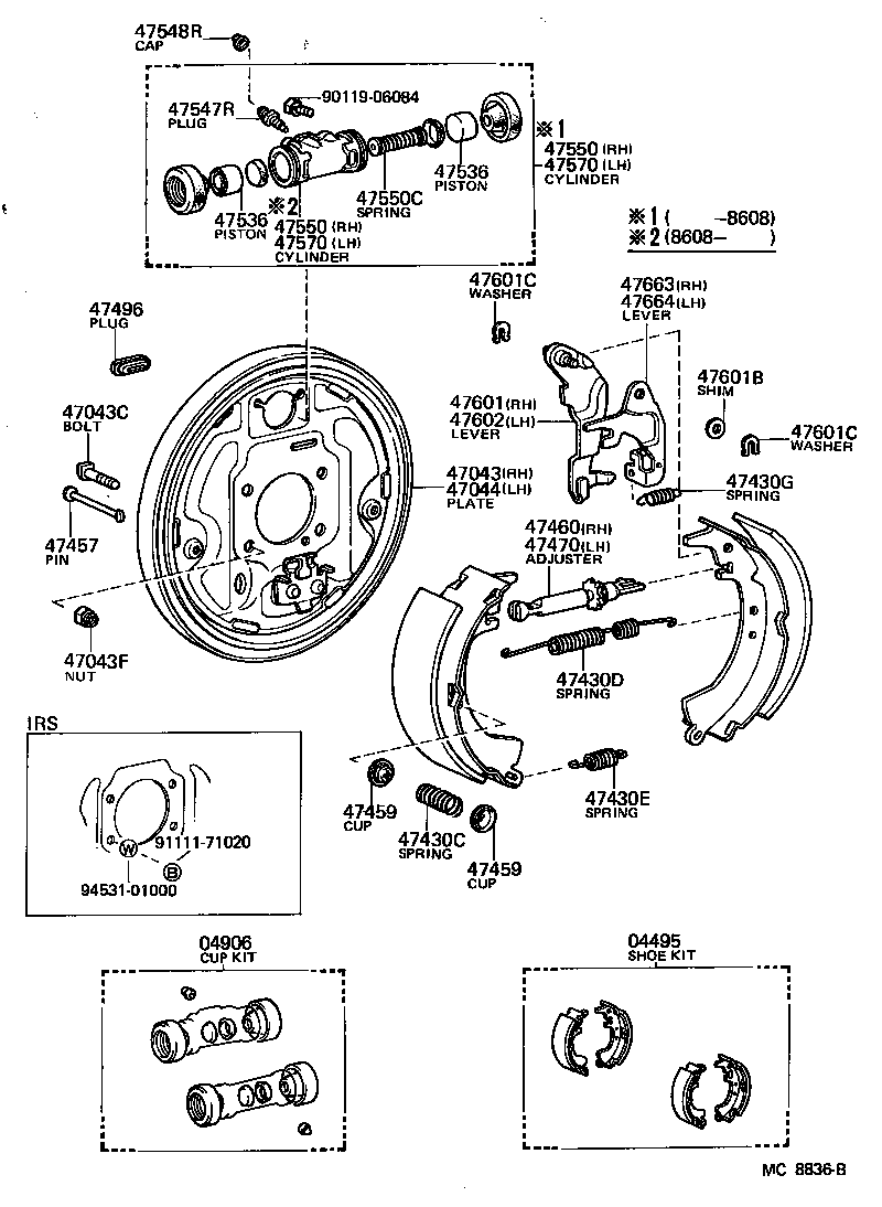 04497-14030 SHOE KIT, REAR BRAKE product image