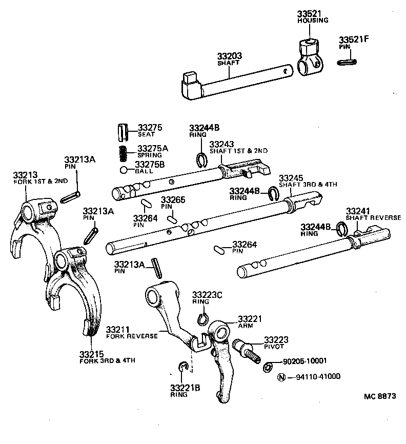 33203-12010 SHAFT SUB-ASSY, SHIFT LEVER, NO.1 product image