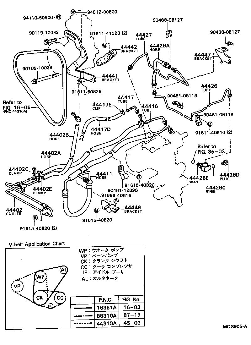 44447-40020 BRACKET, POWER STEERING OIL COOLER TUBE SUPPORT product image