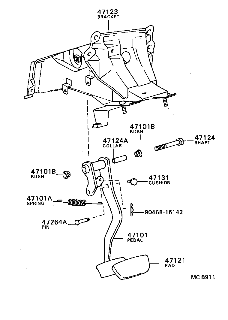 47101-40040 PEDAL SUB-ASSY, BRAKE product image
