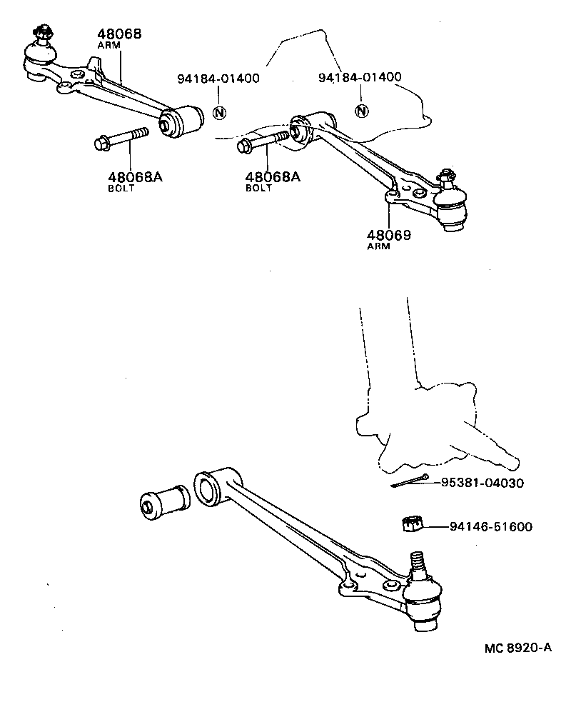 48069-49015 ARM SUB-ASSY, FRONT SUSPENSION, LOWER NO.1 LH product image