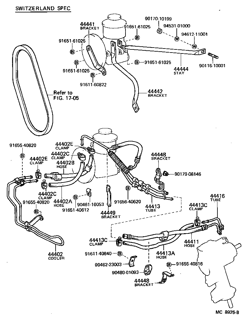 44449-30040 BRACKET, PRESSURE FEED HOSE SUPPORT, NO.2 product image