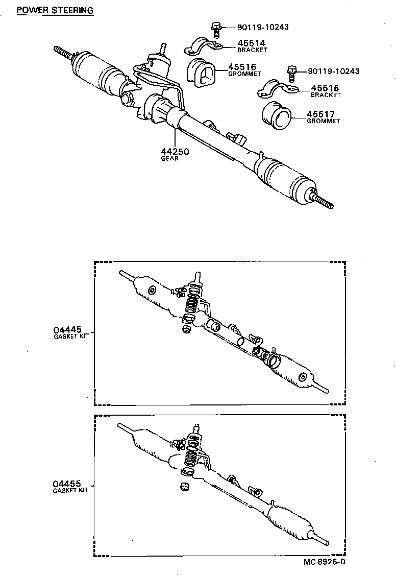 04455-16010 GASKET KIT, POWER STEERING CONTROL VALVE OVERHOLE product image