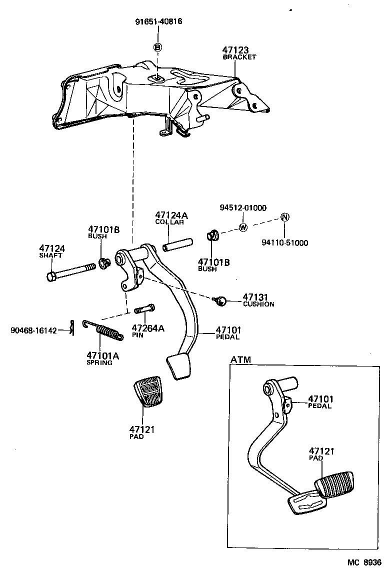 47101-24010 PEDAL SUB-ASSY, BRAKE product image