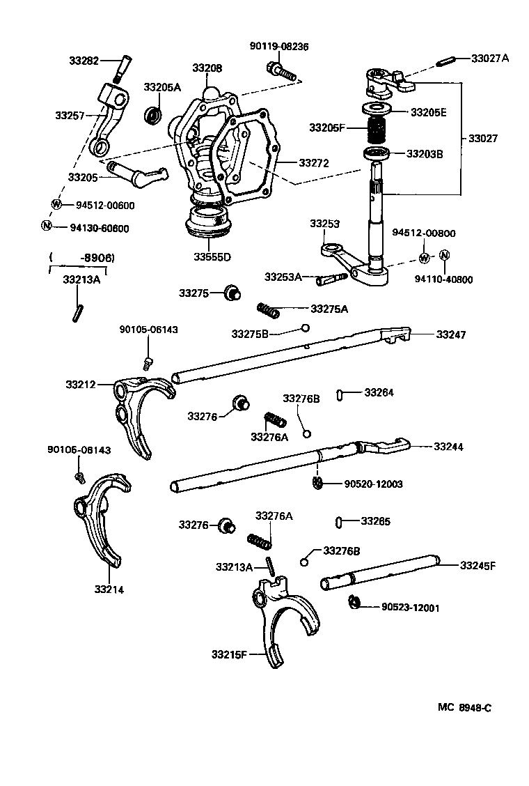 33243-30070 SHAFT, 3RD & 4TH SHIFT FORK product image