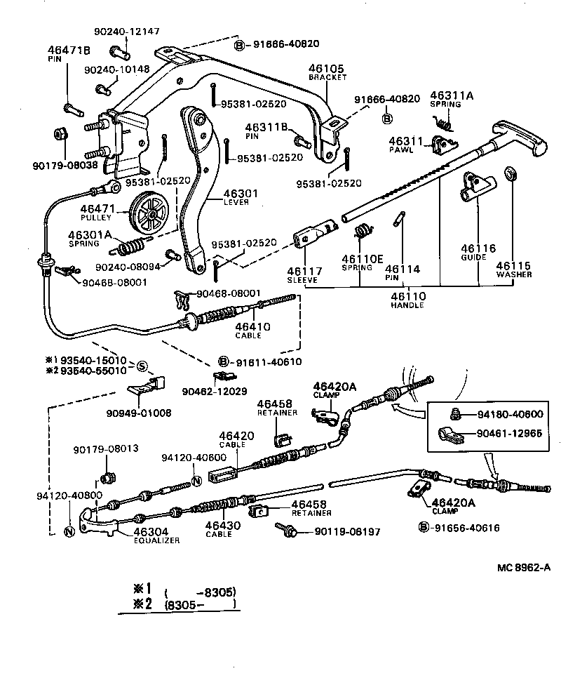 46420-20100 CABLE ASSY, PARKING BRAKE, NO.2 product image