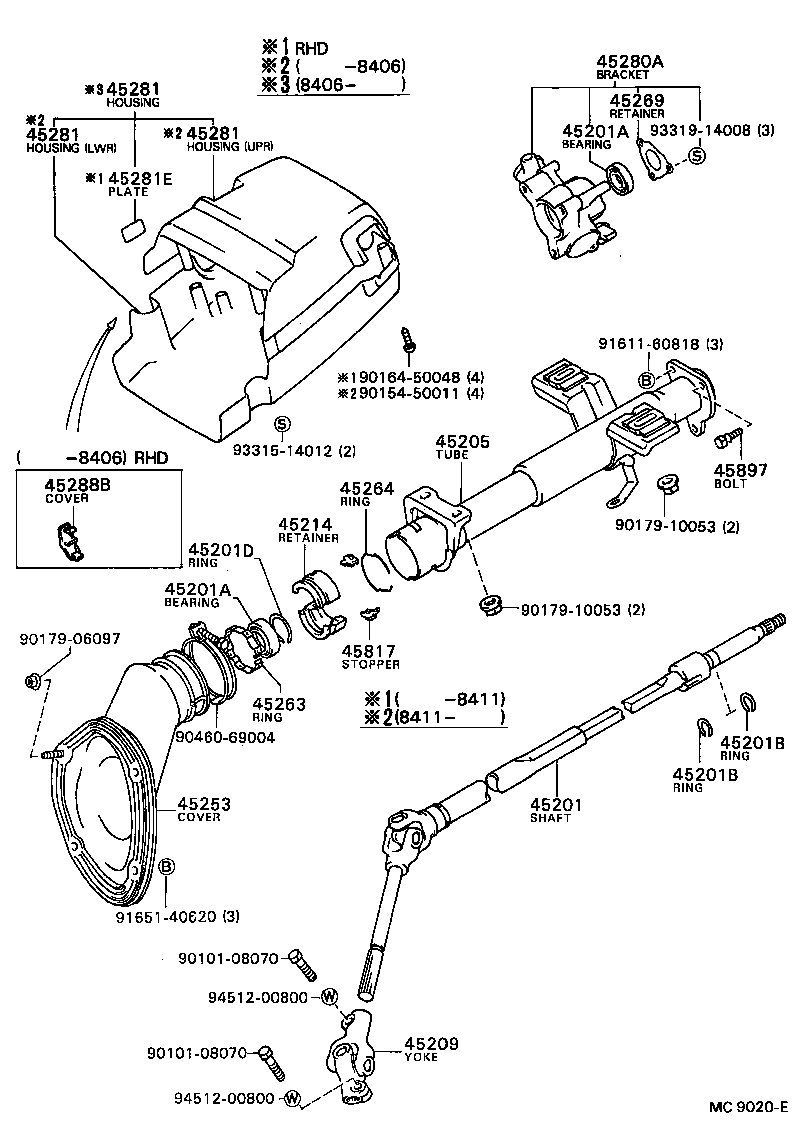 45081-32020 SUPPORT SUB-ASSY, TILT STEERING product image