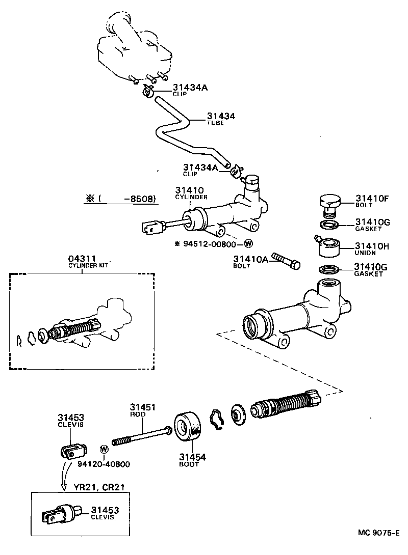 31420-28091 CYLINDER ASSY, CLUTCH MASTER product image