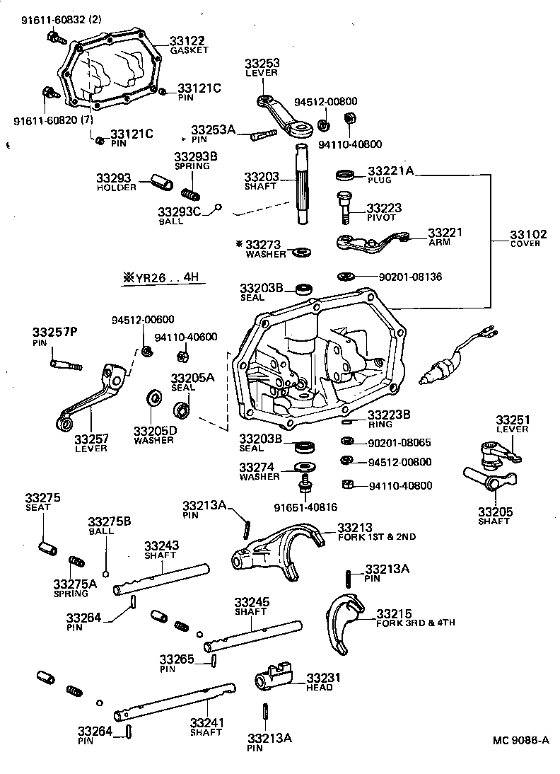 33253-28060 LEVER, SHIFT OUTER, NO.1 product image
