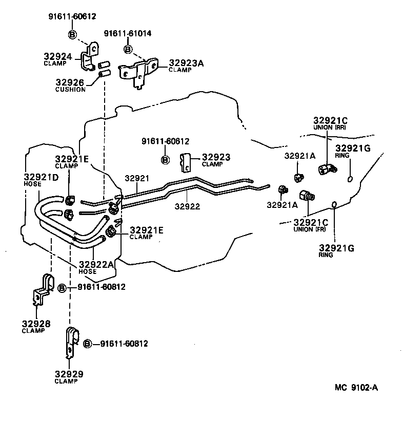 Toyota 32928-28010 CLAMP, FLEXIBLE HOSE, NO.1