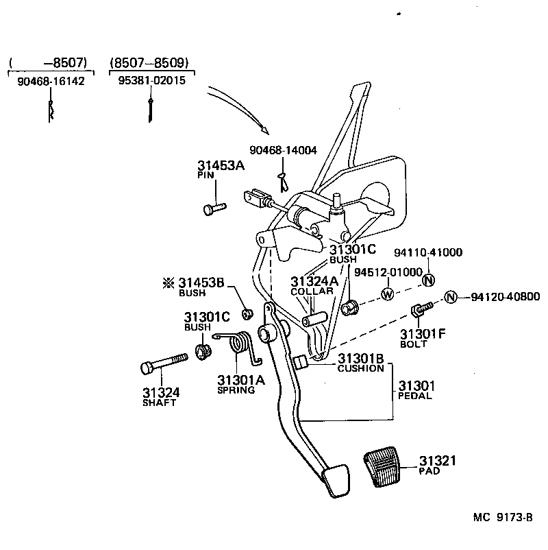 31301-27051 PEDAL SUB-ASSY, CLUTCH product image