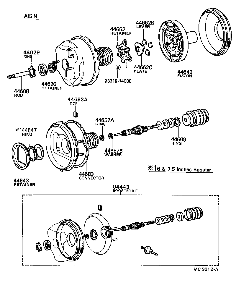 04443-12190 BOOSTER KIT, BRAKE product image