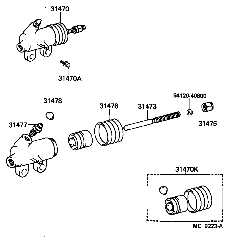 31470-26070 CYLINDER ASSY, CLUTCH RELEASE product image