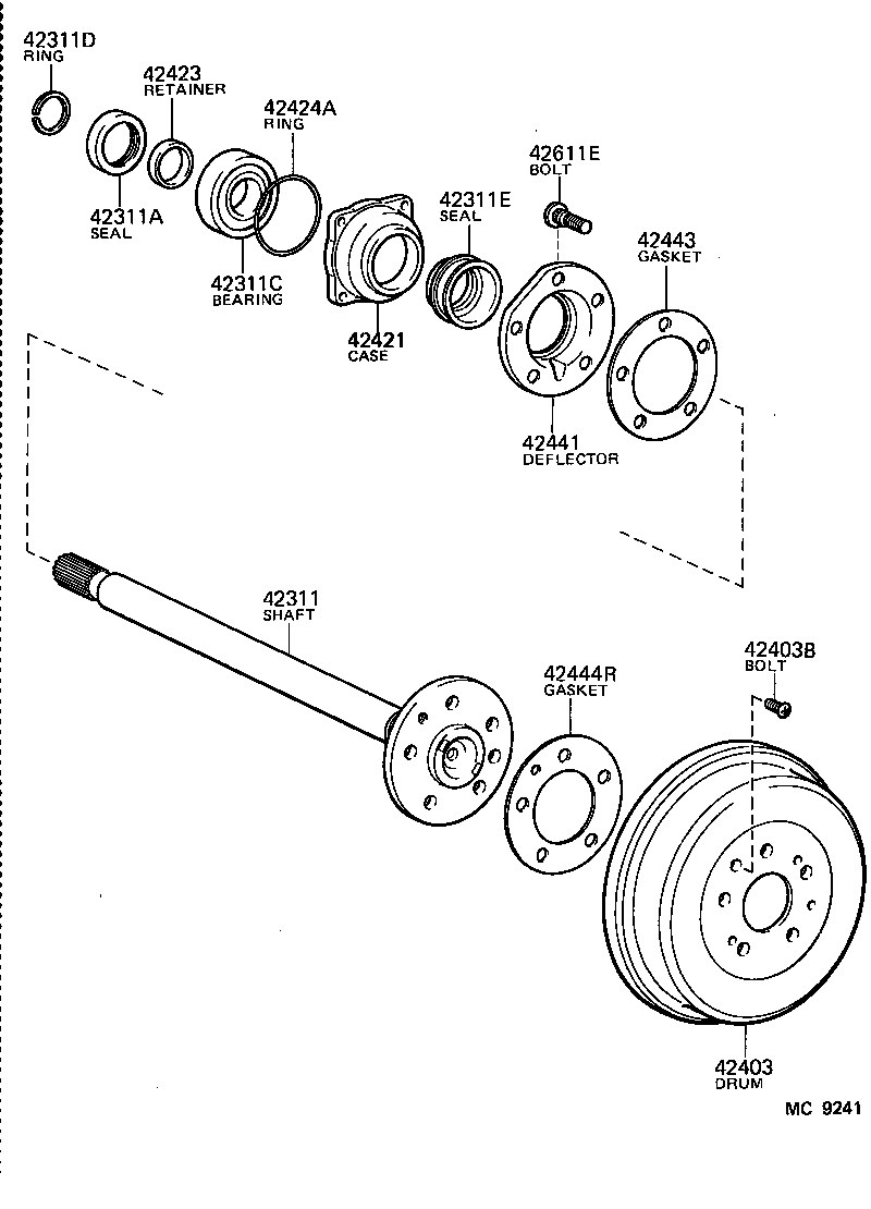 42420-26050 HUB (OR SHAFT) & BRAKE DRUM REAR AXLE, RH product image