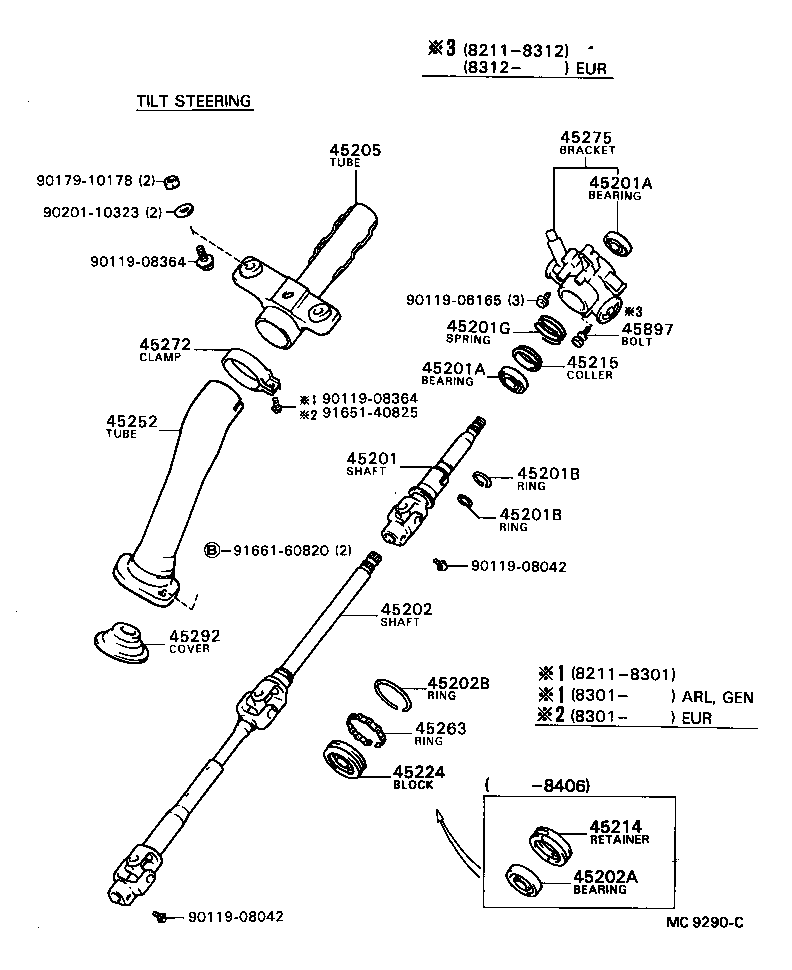 45081-28010 SUPPORT SUB-ASSY, TILT STEERING product image