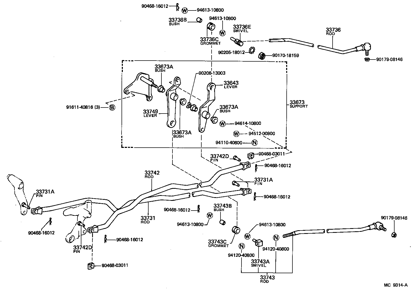 33501-26130 SHAFT SUB-ASSY, CONTROL (FOR COLUMN SHIFT) product image