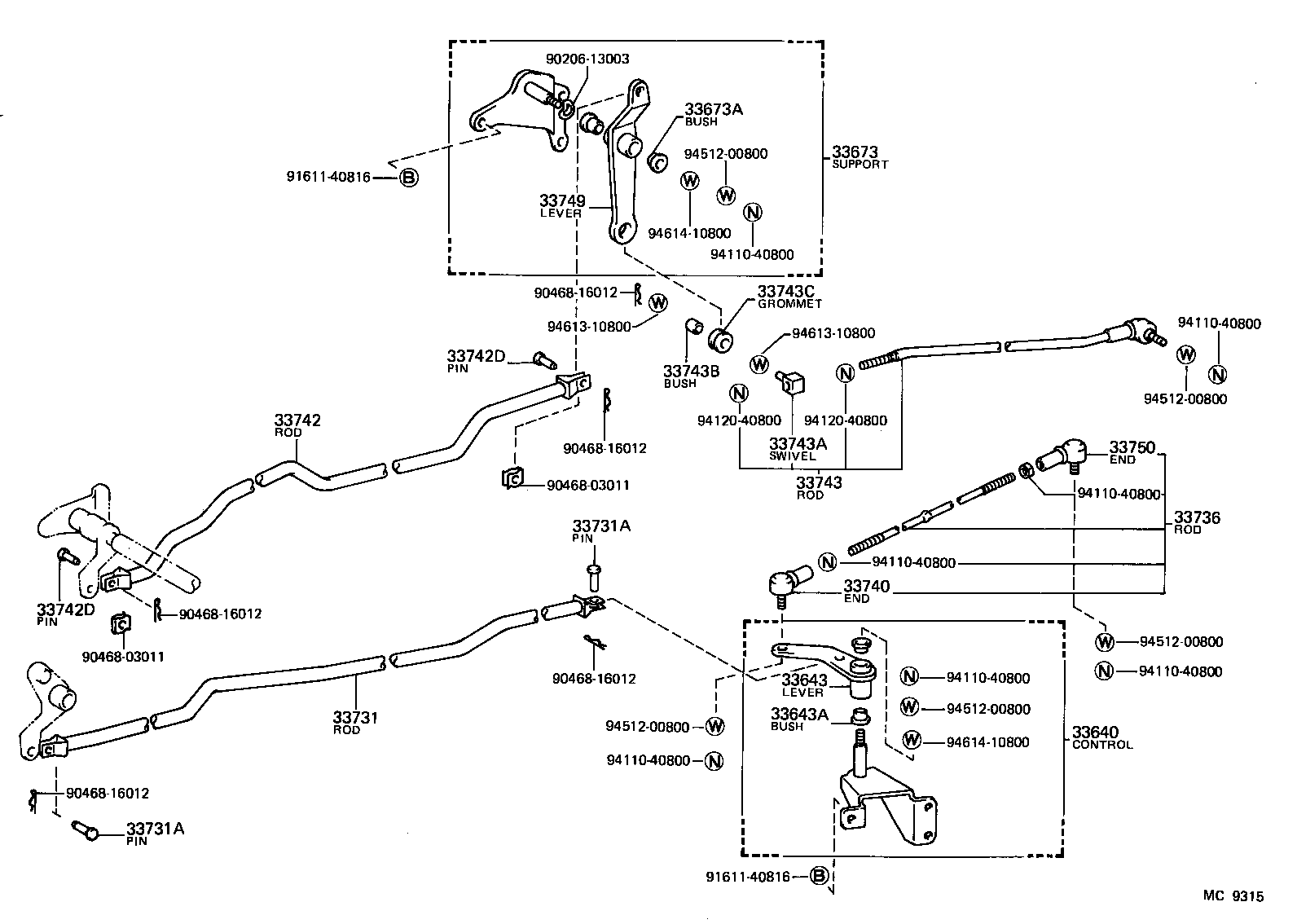 33501-26130 SHAFT SUB-ASSY, CONTROL (FOR COLUMN SHIFT) product image