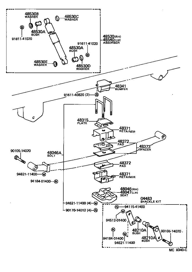 48046-26060 SEAT SUB-ASSY, SPRING U BOLT, RH product image