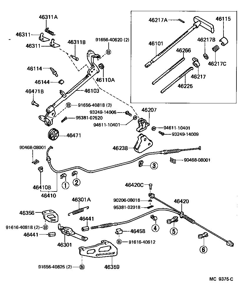 46321-26050 LEVER, PARKING BRAKE INTERMEDIATE product image