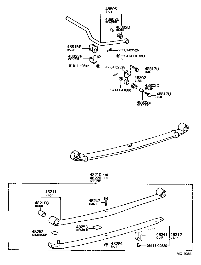 48247-26250 BOLT, REAR SPRING, CENTER product image
