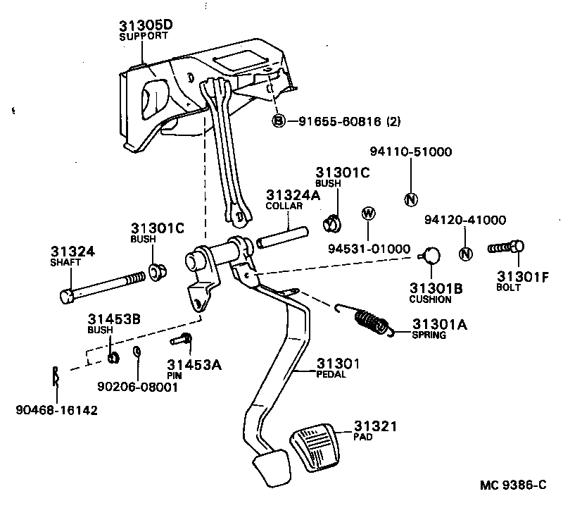 31301-20220 PEDAL SUB-ASSY, CLUTCH product image