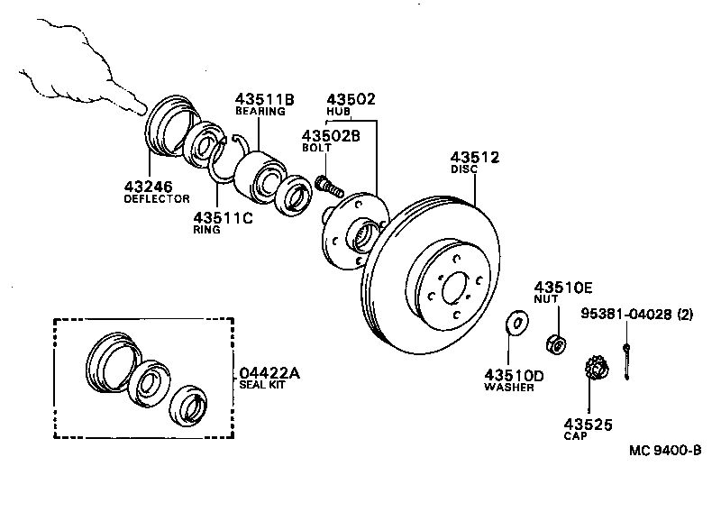 Toyota 04422-20010 SEAL KIT, FRONT AXLE OIL