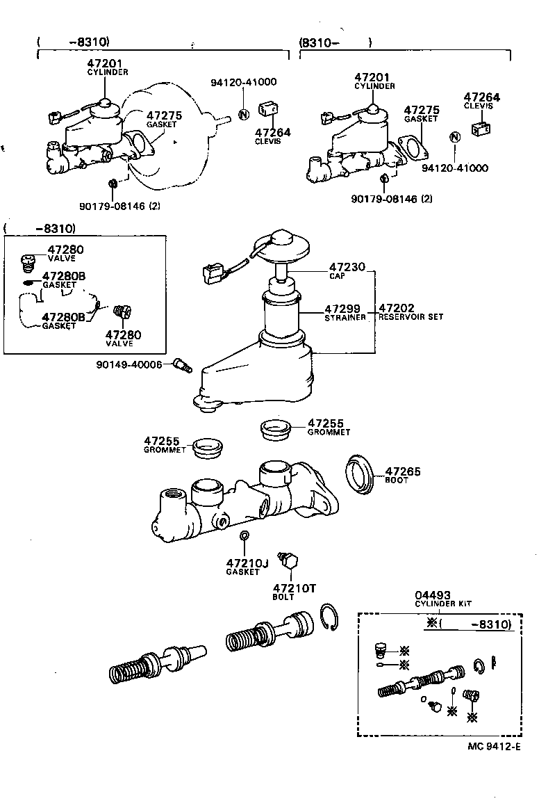47201-20340 CYLINDER SUB-ASSY, BRAKE MASTER product image