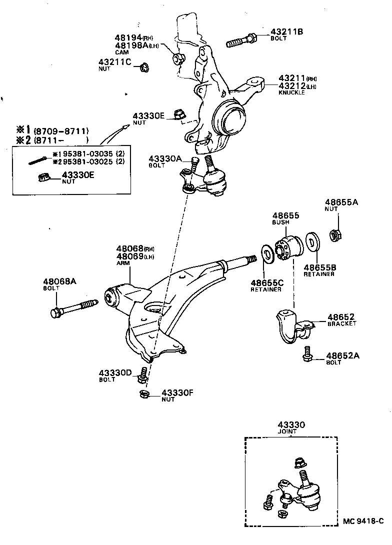 90179-14005 NUT, CASTLE (FOR FRONT LOWER BALL JOINT SETTING) product image