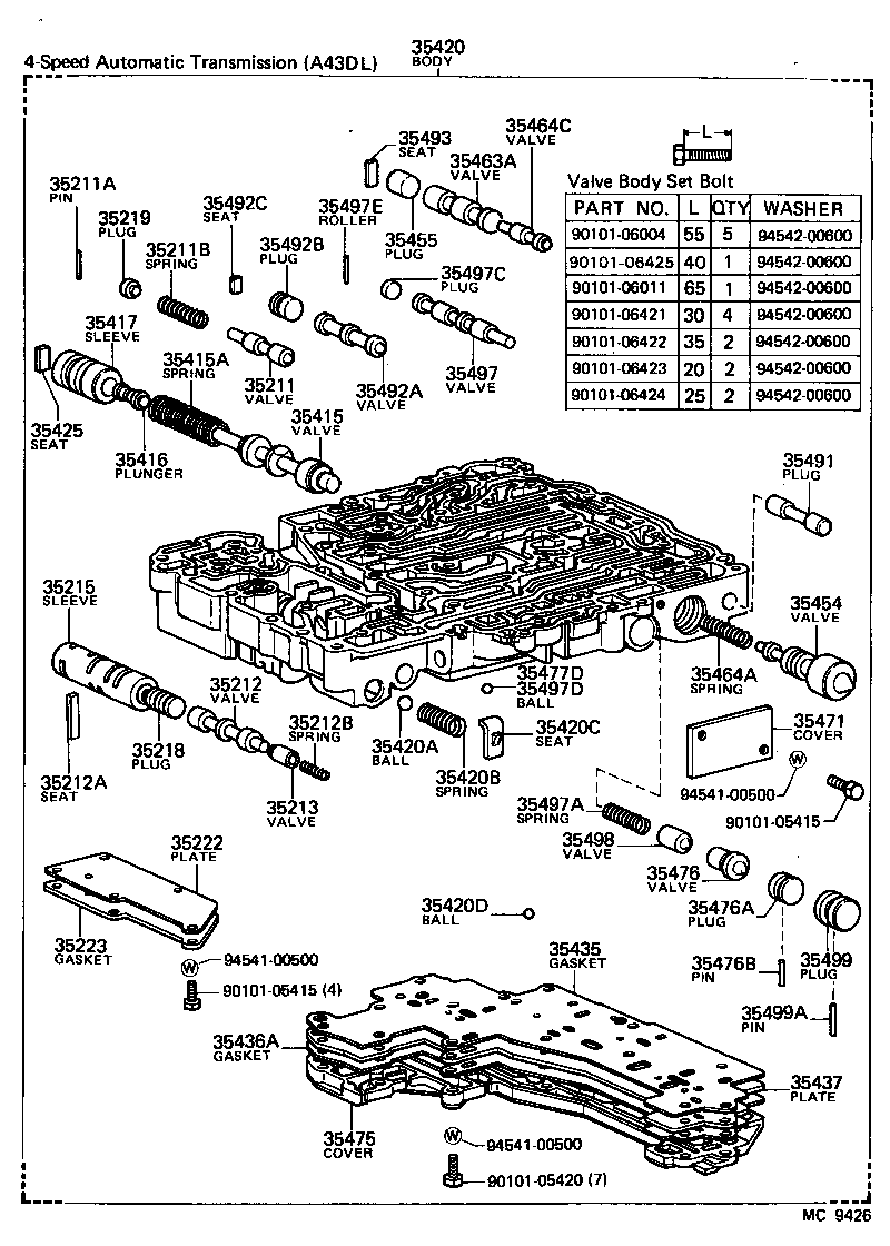 35432-30060 PLATE, VALVE BODY, NO.1 product image
