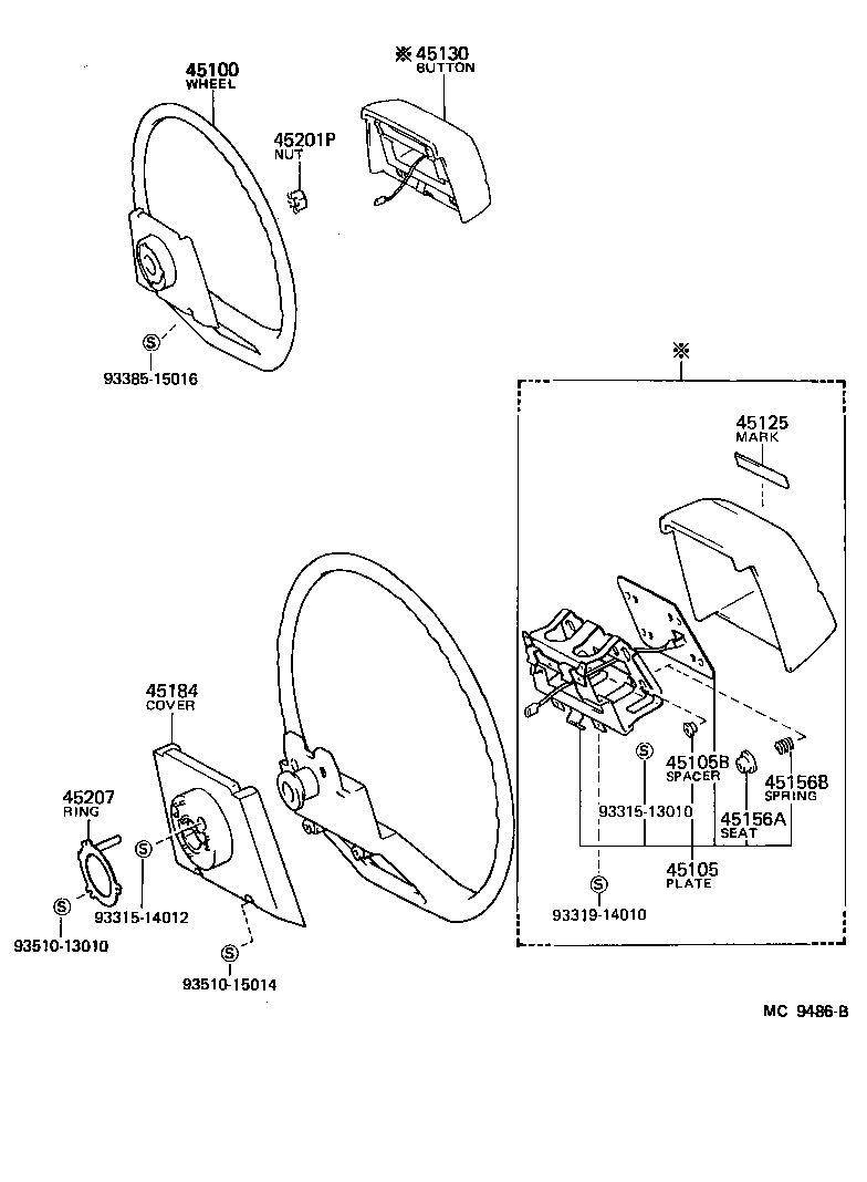 45125-22320 MARK, STEERING WHEEL PAD product image