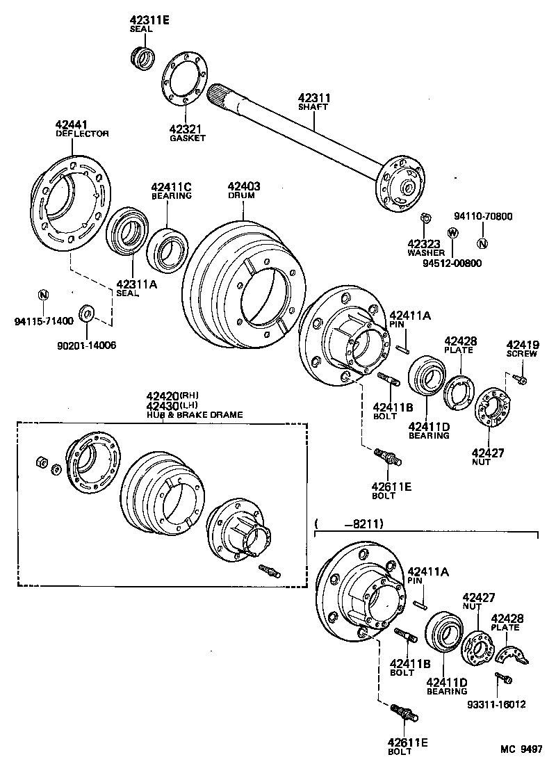 42420-26040 HUB (OR SHAFT) & BRAKE DRUM REAR AXLE, RH product image