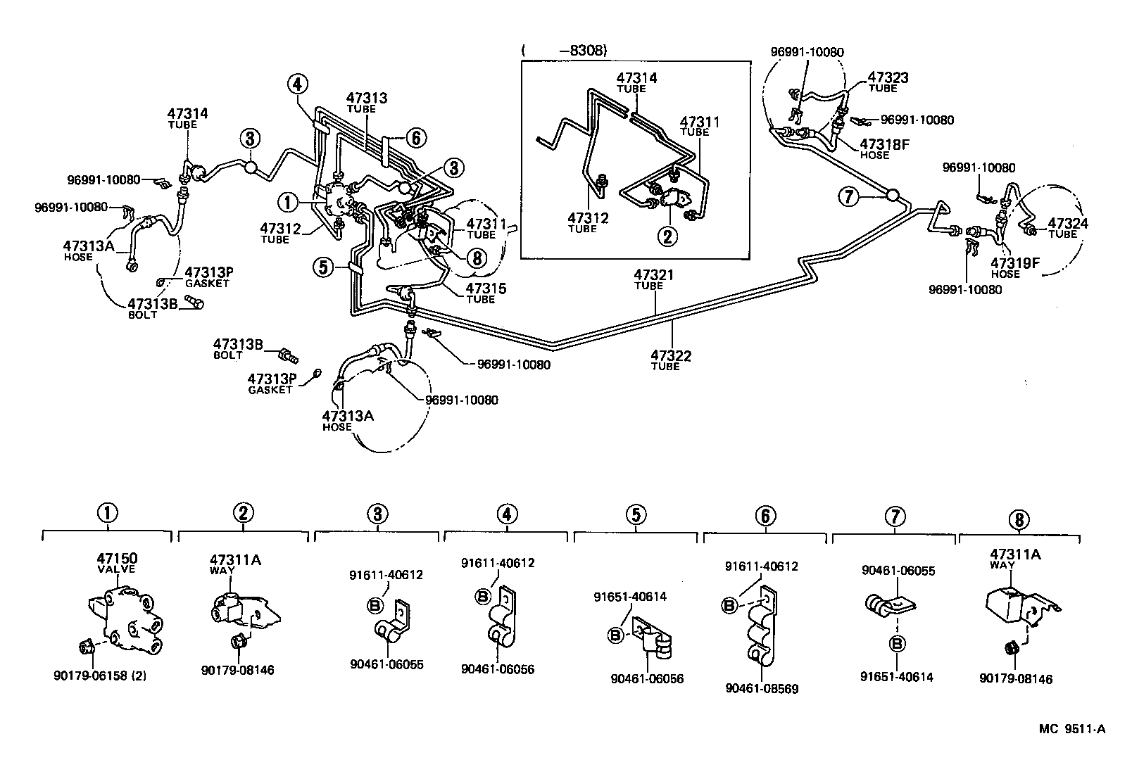 Toyota 47314-32060 TUBE, FRONT BRAKE, NO.4