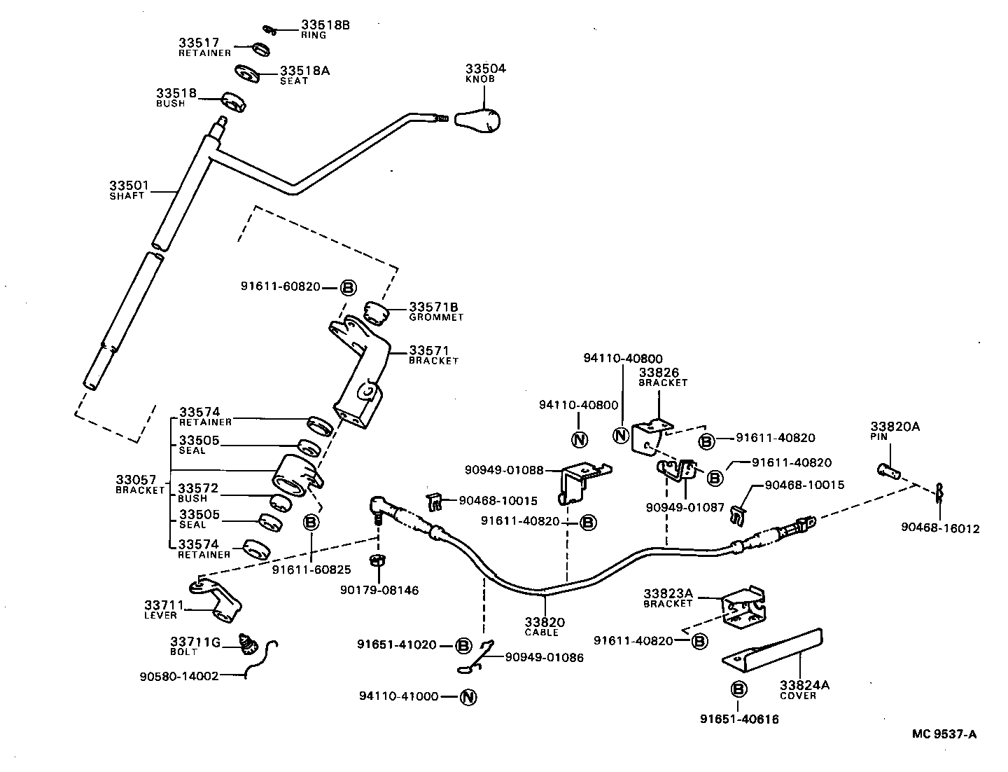 33820-36010 CABLE ASSY, TRANSMISSION CONTROL (FOR COLUMN SHIFT) product image