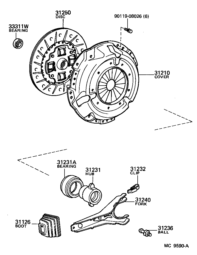 Toyota 31126-20070 BOOT, CLUTCH RELEASE FORK
