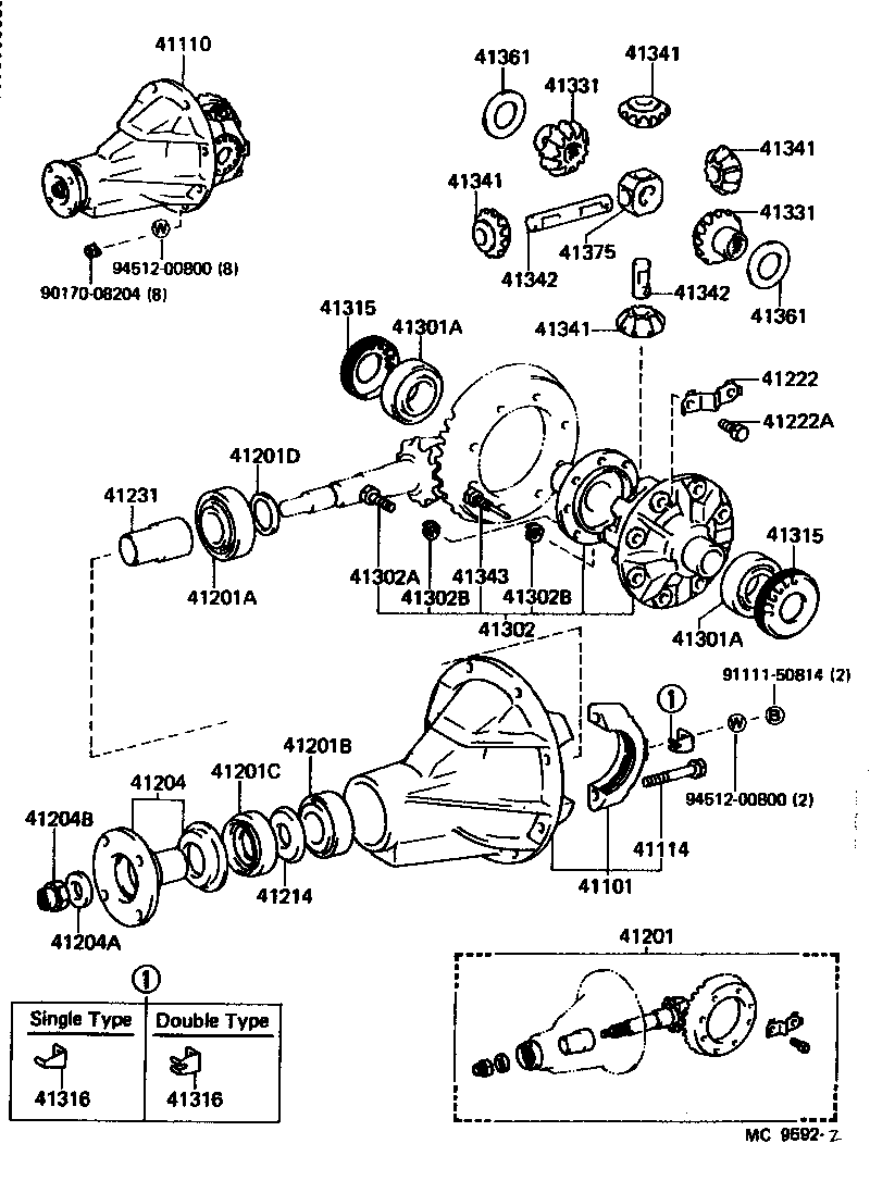 Toyota 41331-14010 GEAR, REAR DIFFERENTIAL SIDE