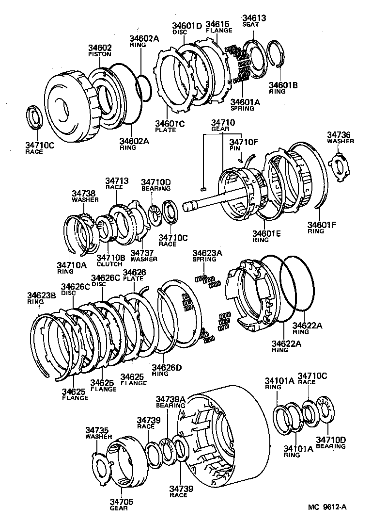 Toyota 34736-30010 WASHER, OVERDRIVE PLANETARY GEAR THRUST, NO.2