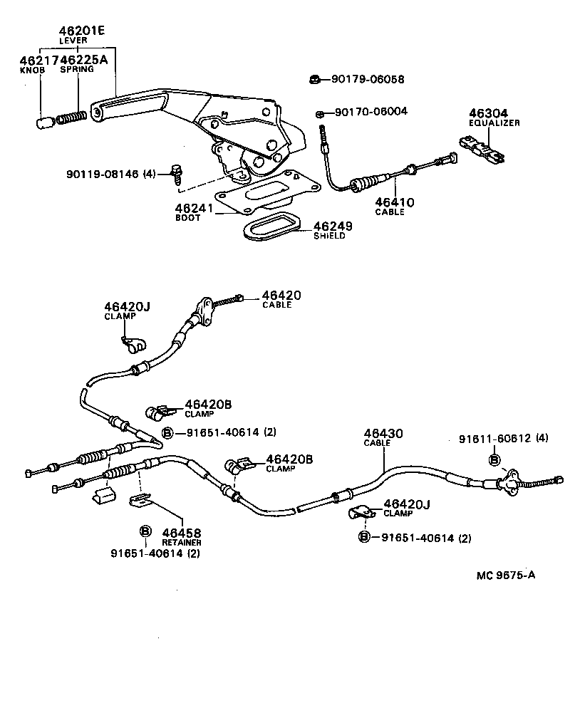 Toyota 46430-12210 CABLE ASSY, PARKING BRAKE, NO.3
